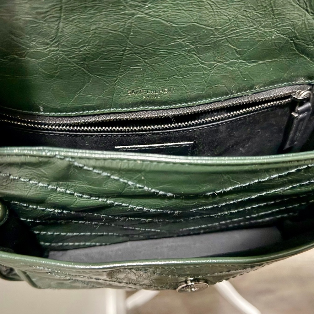 Yves Saint Laurent Niki Medium Shoulder Bag in Green Leather - Picture 8 of 10